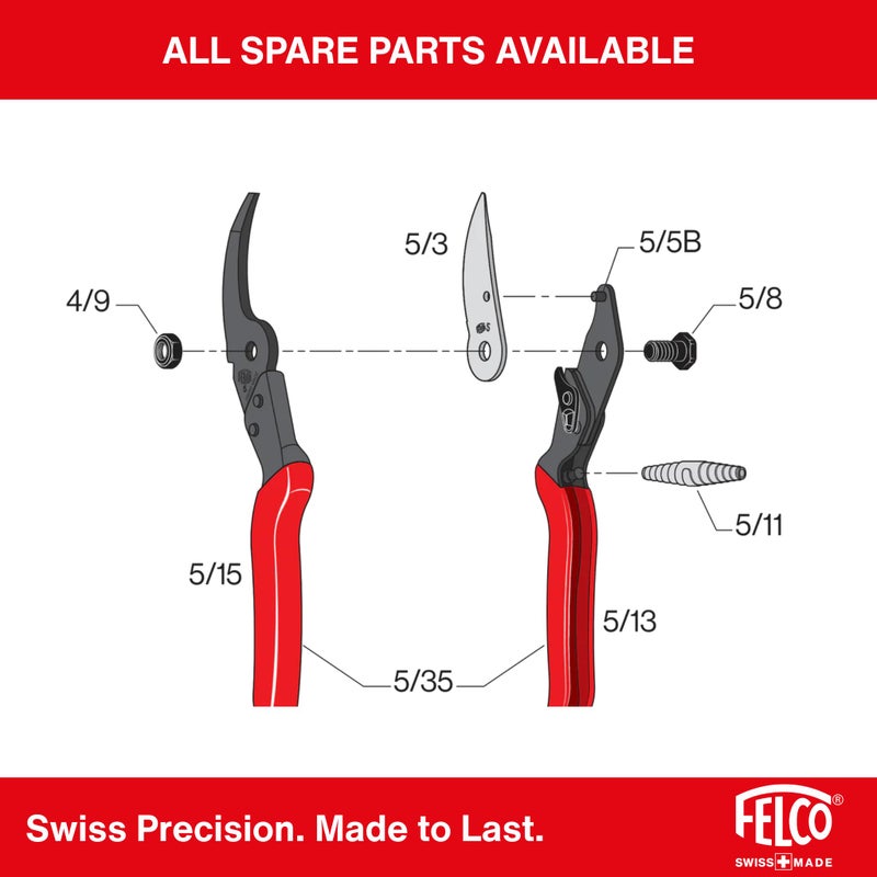 Felco F5 Pruning Shears â€“ 8.9" All Steel Large Swiss-Made Garden Clippers| Hand Pruners for Garden & Landscape | Garden Tool Cutter with Precision Bypass Blade, Forged Aluminum Body, Replaceable Parts - Image 3